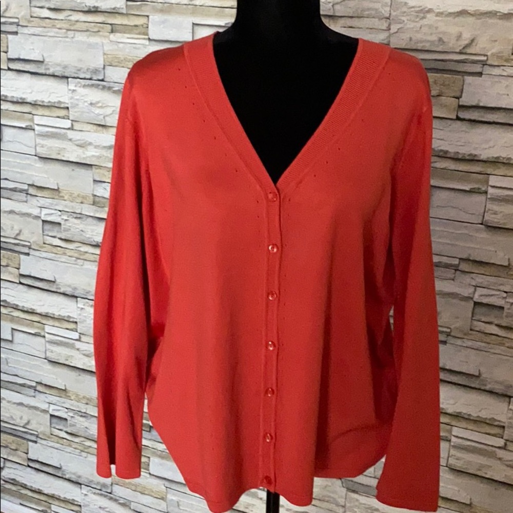 Euc Talbots Size 1x Button Up V-Neck Sweater - image 1